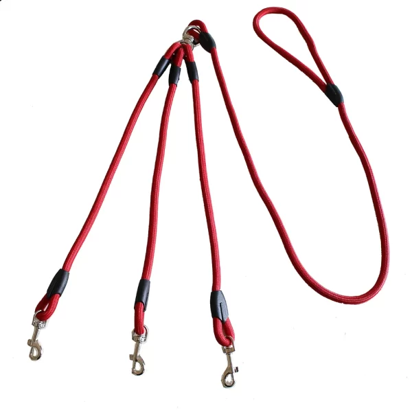 3 Way Dog Leashes Couplers for Walking 3 Dogs Pets Nylon Braided Rope No Tangle Dog Leashes for Small Dogs Dual Three Dogs Leash - Image 3