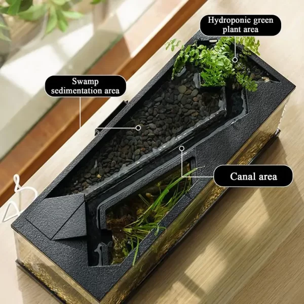 Small Fish Tank Acrylic Clear Desk Aquarium with Filter Fish Tank Starter Kits with Air Pump for Tabletop Living Room Studio Dec - Image 5