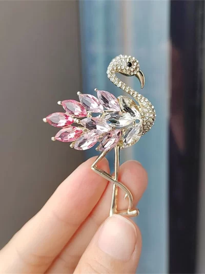 Pretty Flamingo Bird Brooches For Women Unisex Pins Fashion Bird Animal Dress Accessories Party Brooch Jewelry Luxury Gifts