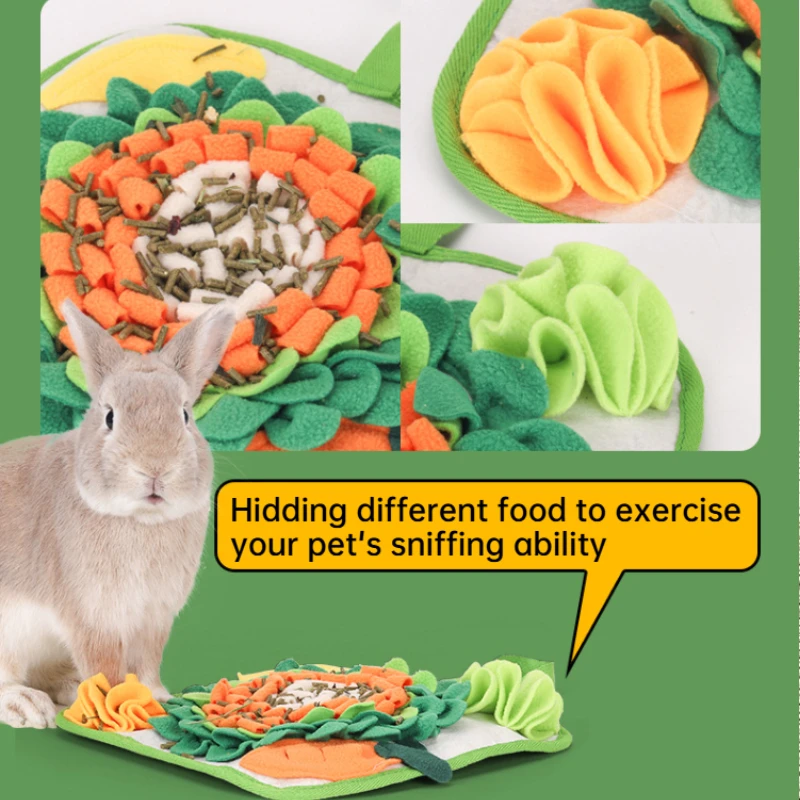 Pet Sniffing Mat Rabbit Feeding Mat Hamster Sniffing Training Toy Foraging Blanket Emotional Relief Slow Eating Pad - Image 2