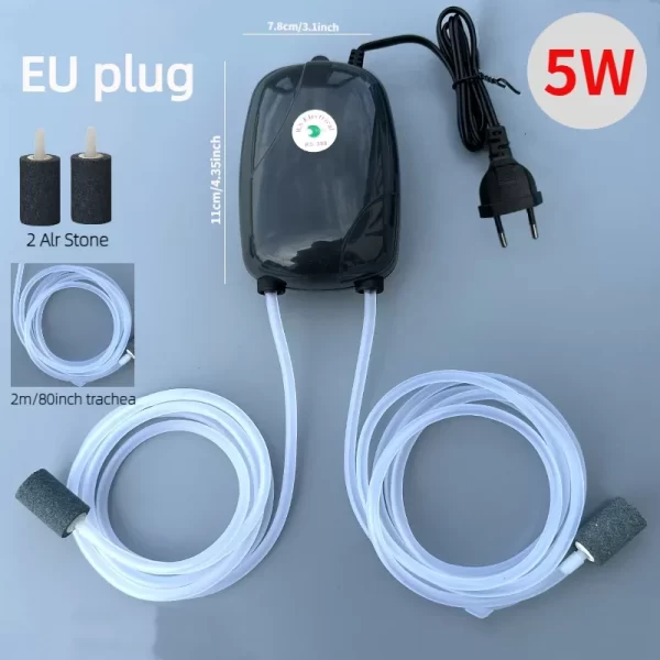 Aquarium Air Pump Fish Tank Mini Compressor Single Double Outlet with Check Valve Tube Aquatic Accessories 220V 3W 5W - Image 8