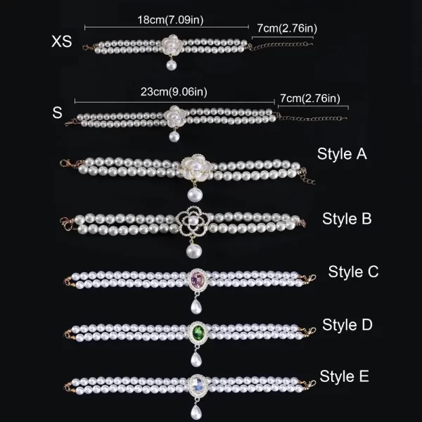 Pet Accessories Double Layer Pearl Pet Necklace Sweet Flower Pendant Cat Neck Chain Adjustable Pet Pearl Collar For Cats Puppy - Image 6
