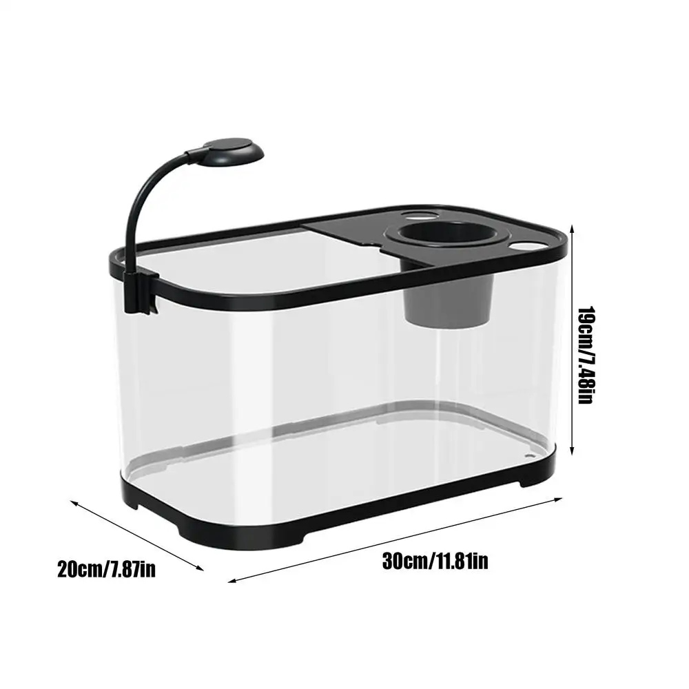 Small Aquarium Kit Betta Fish Tank for Beginners Desktop Beginner Aquarium Household Fish Bowl for Betta Tortoise Frog - Image 18
