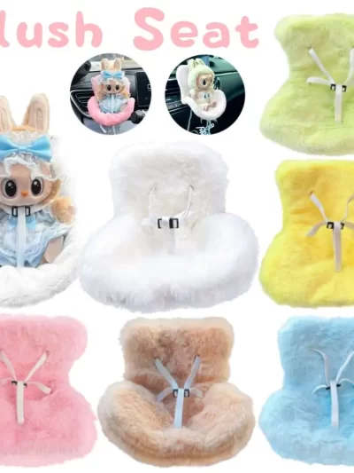 Plush Safety Seat For Labubu Sitting Party Series Dolls Seat with Clip Car Air Outlet Decoration Birthday Gifts Doll Accessories