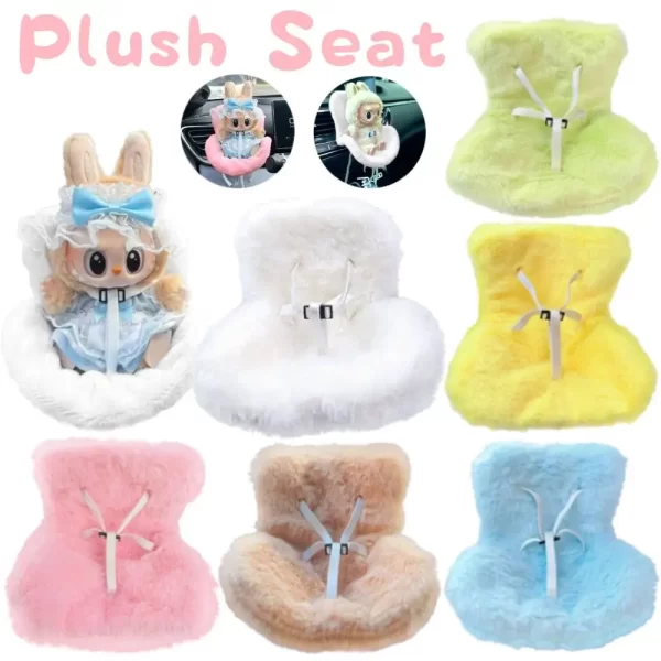 Plush Safety Seat For Labubu Sitting Party Series Dolls Seat with Clip Car Air Outlet Decoration Birthday Gifts Doll Accessories