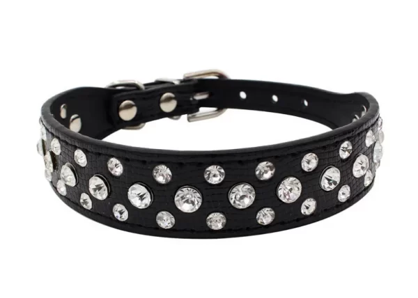 Pet collars for small dogs, pet collars, rhinestone PU collars for cats and dogs, adjustable to prevent pets from being lost - Image 24