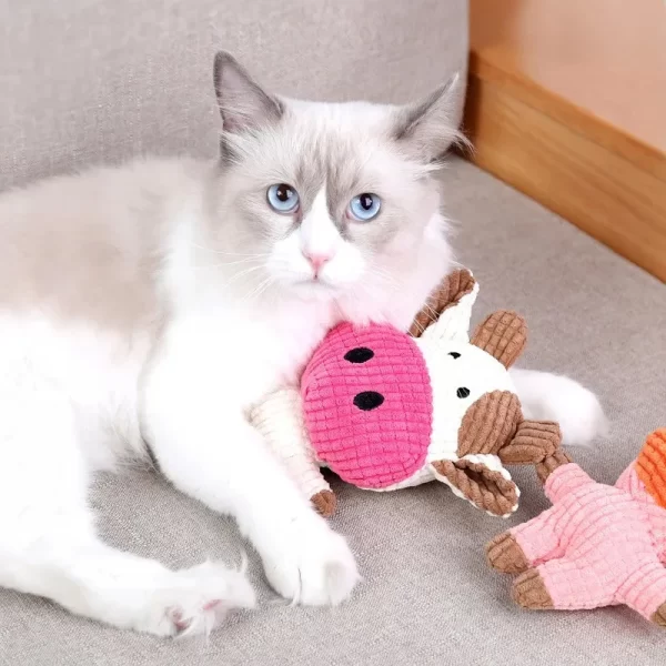 Pet Dog Cat Cute Plush Toys Squeak Pet Cow Rabbit Animal Plush Toy Dog Chew Squeaky Whistling Involved Squirrel Dog Toys - Image 9