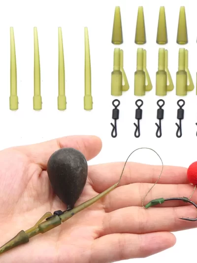 10 Set Carp Fishing Accessories Helicopter Hair Rig Tackle Kit Anti-tangle Sleeve QC Fishing Swivel Lead Clip For Fishing Tool