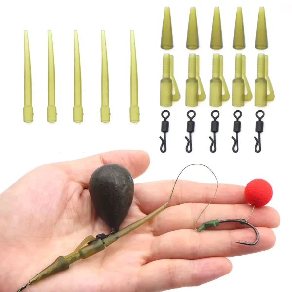 10 Set Carp Fishing Accessories Helicopter Hair Rig Tackle Kit Anti-tangle Sleeve QC Fishing Swivel Lead Clip For Fishing Tool