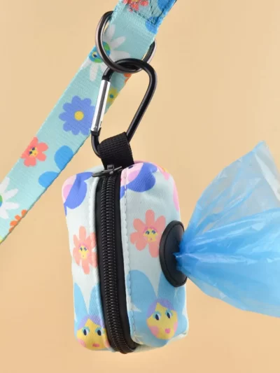 Flower Print Cute Design Pet Poop Bag Holder Dispenser Without Poop Bag Can Attached Any Dog Leashes