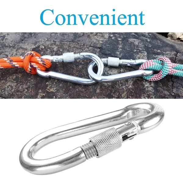 304 Stainless Steel Carabiners - Heavy Duty, Durable & Rust-Free Clips for Gym, Swing, Dog Leashes, Hammocks, Keychains - Image 2