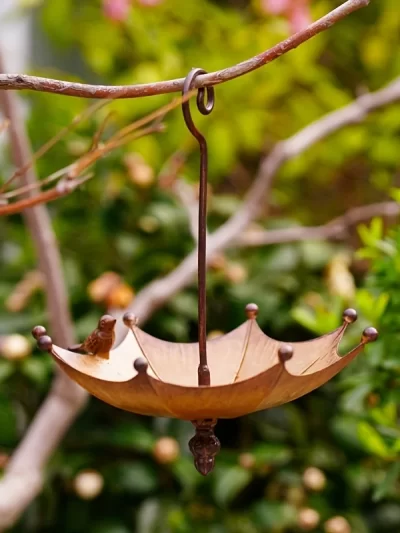 1 outdoor hanging bird feeder tray, bird bath, outdoor hummingbird feeder, metal tray, and water bowl
