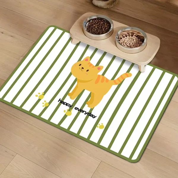 VIKAMA Dog Food Mats Diatomaceous Earth Dining Mat Soft Non-Slip Stain-Resistant Dog And Cat Food Bowl Mat Home Decoration - Image 3