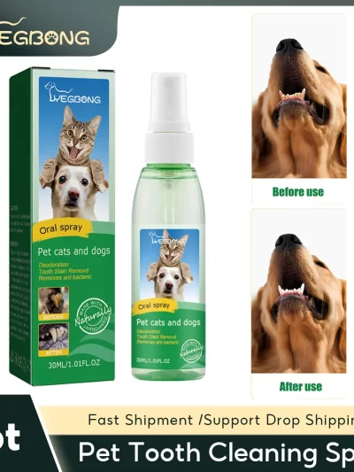 Pet Tooth Cleaning Spray Dog Tartar Plaque Remover Halitosis Cleaning Spray Pet Deodorant Oral Care Kitten Dental Cleaning Tool