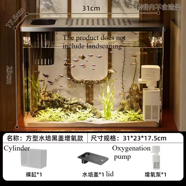 PET+ABS Fish Tank New Transparent with Lid Aquarium Drop Resistant Hydroponic Tank Turtle Tank Home  Lazy Fish Tank - Image 10