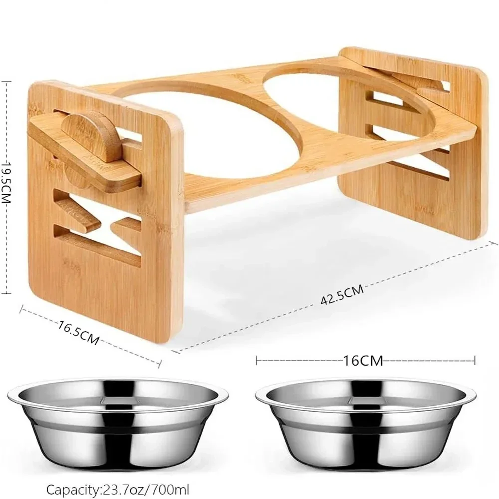 Elevated Dog Bowls for Dogs and Cats,Cat Food Bowl, Raised Cat Bowl, Cat Bowls Elevated, Dog and Cat Food and Water Bowl(Bamboo) - Image 8
