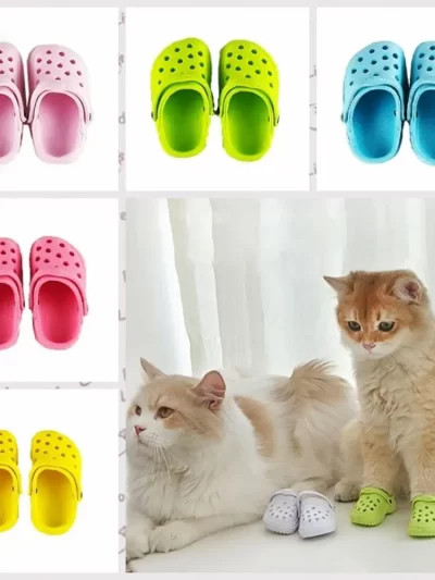 1 Pair Dog Accessories Non-slip Pet Sandals Comfortable Soft-soled Dog Hole Shoe EVA Wear-resistant Dog Rain Boots for Cats