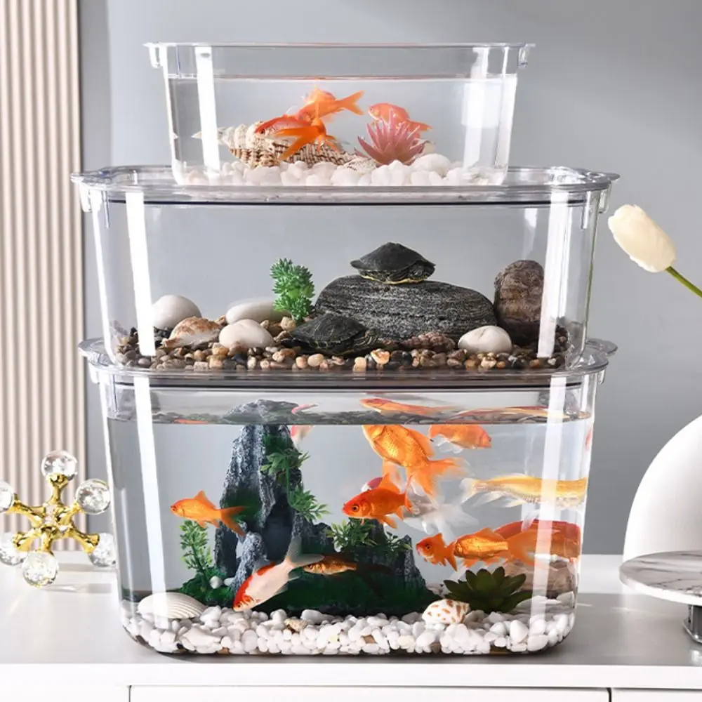 Transparent Explosion-proof Plastic Fish Tank Fall Prevention Water Plant Tank Mobile Small Fish Tank PET - Image 5