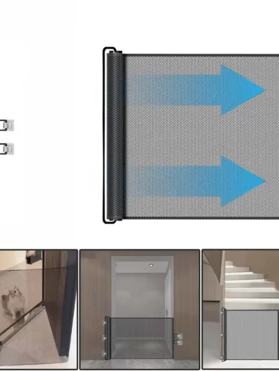 Automatic Retractable Pet Gate Fence Dog Isolation Nets Cat and Dog Fences and Non Perforated Pet Supplies to Ensure Pet Safety
