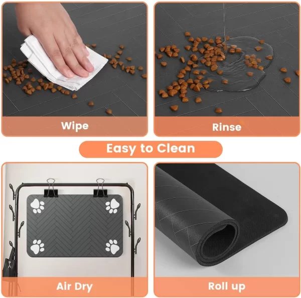 Pet Feeding Mat-Absorbent Pet Placemat for Food and Water Bowl, with Waterproof Rubber Backing, Quick Dry Water Mat for Dog Cat - Image 4