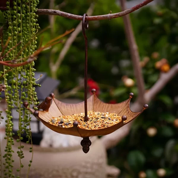1 outdoor hanging bird feeder tray, bird bath, outdoor hummingbird feeder, metal tray, and water bowl - Image 3