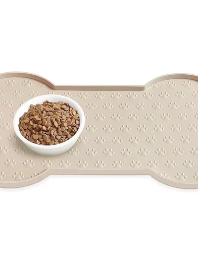 Dog Food Mat Anti-Slip Silicone Thicker Pet Placemat Waterproof Feeder Pad with Raised Edge Puppy  Feeding Mats
