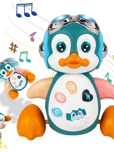 Baby Crawling Toys Musical Penguin Infant Moving Walking Dancing Toys with Light Toddler Interactive Development Tummy Time Gift