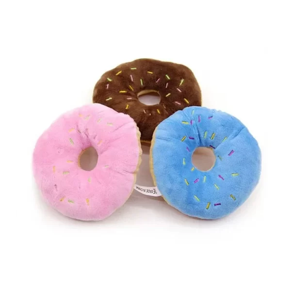 Soft Dog Donuts Plush Pet Dog Toys For Dogs Chew Toy Cute Puppy Squeaker Sound Toys Funny Puppy Small Medium Dog Interactive Toy - Image 2