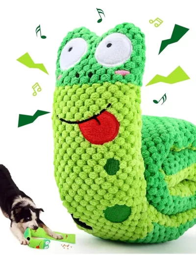 Dog Puzzle Feeder Interactive Toy Indestructible Plush Sound Squeak Puppy Toys For Resistant Foldable Snail Dogs Pet Supplies
