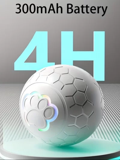 Smart Rechargeable LED Pet Ball – Automatic Bouncing & Rolling Interactive Toy with RGB Lights
