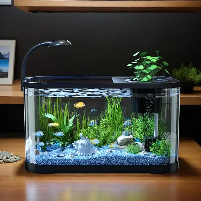 Small Aquarium Kit Betta Fish Tank for Beginners Desktop Beginner Aquarium Household Fish Bowl for Betta Tortoise Frog - Image 4
