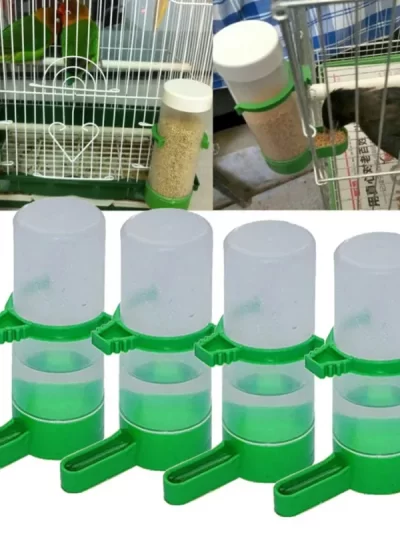 4Pcs Pet Bird Drinker Feeder Food Spoon Bird Supplies Parrot Parakeet Automatic Water Cups Bottle Feeder Bird Accessories