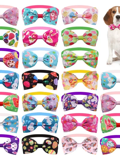 10PCS Easter Dog Grooming Accessories Holiday Puppy Bows With Rubber Bands Adjustable Dog Bow Ties Pet Supplies For Small Dogs