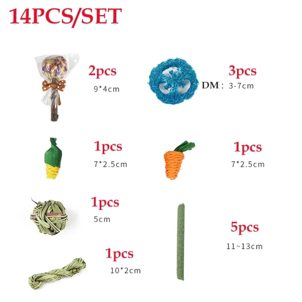 31/14/9/7pcs Guinea Pig Rabbit Chew Toys Tooth Cleaning Toy for Bunny Hamster Molar Toys for Teeth Health Rabbit Accessories - Image 7