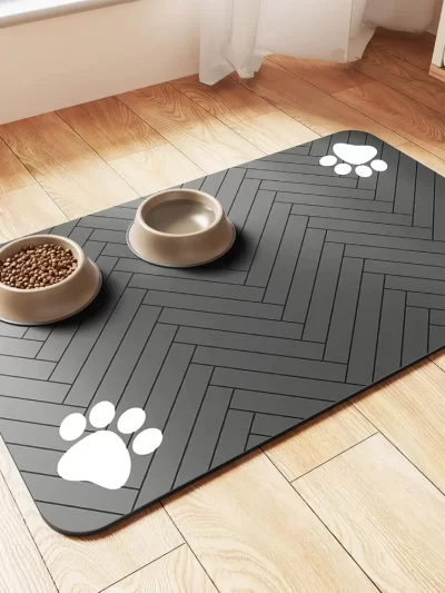 Pet Feeding Mat-Absorbent Pet Placemat for Food and Water Bowl, with Waterproof Rubber Backing, Quick Dry Water Mat for Dog Cat