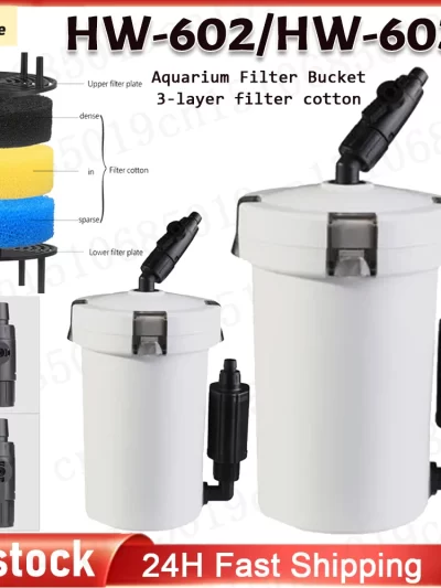 Aquarium Filter Bucket HW-602/HW-603 Fish Tank Quiet External Canister with Sponge Accessories Filtration System