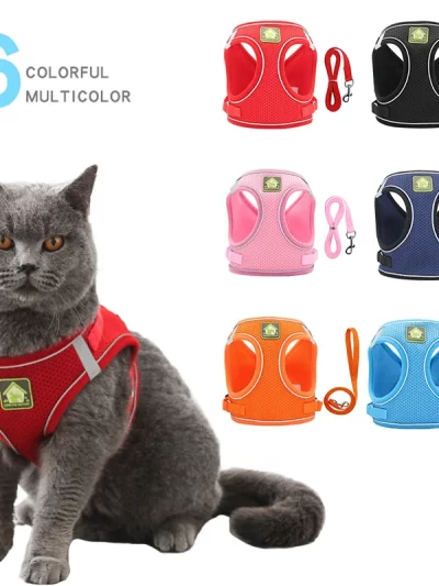Reflective Pet Cat Harness Vest Leash Set Breathable Mesh Puppy Harnesses Adjustable Lead Leashes for Dogs Cats Supplies