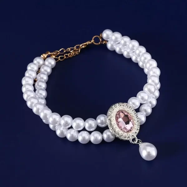 Pet Accessories Double Layer Pearl Pet Necklace Sweet Flower Pendant Cat Neck Chain Adjustable Pet Pearl Collar For Cats Puppy - Image 9