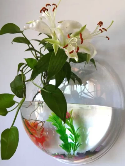 Fish Tanks Home Decoration Wall Mount Fish Tanks Goldfish Bowl Acrylic Hanging Aquariums Flowerpot Flower Vase 15/23CM