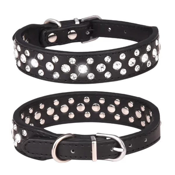 Pet collars for small dogs, pet collars, rhinestone PU collars for cats and dogs, adjustable to prevent pets from being lost - Image 7