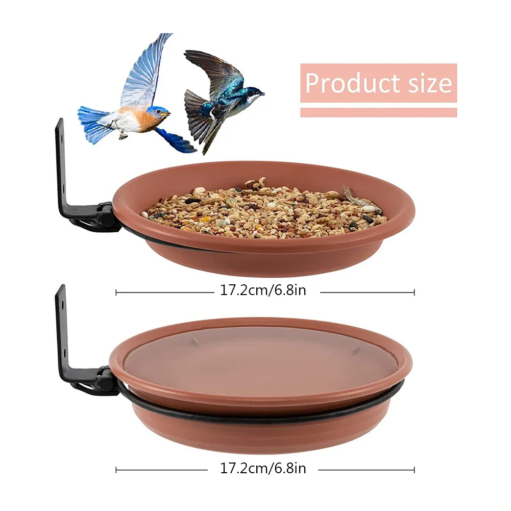2 layer Bird Feeding Trays Wall Hanging Tree Mounted Bird Bath Spa Foldable Multifunctional Feeders for Garden Balcony Railing - Image 6