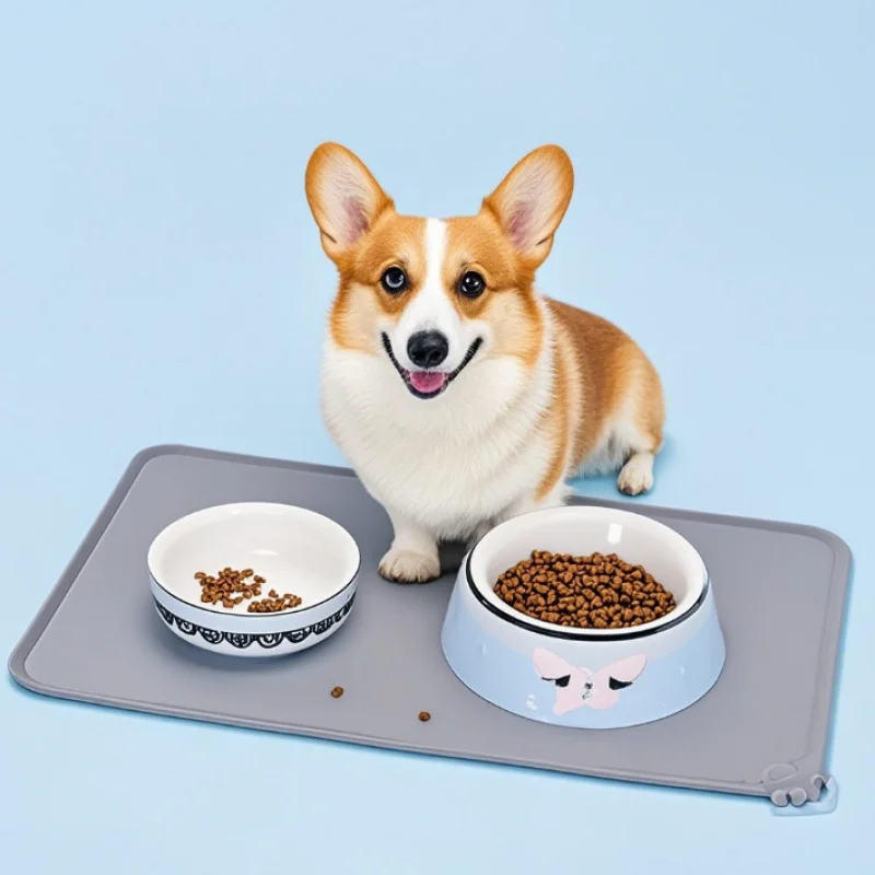 Silicone Pet Food Mat With High Lips - Waterproof & Non - Stick Feeding Pad For Dogs & Cats - Anti - Spill Feeder Tray Placemat