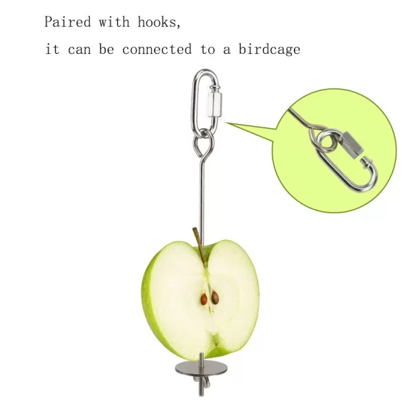 Bird Food Holder Support Stainless Steel Parrot Fruit Vegetable Feeder Stick Spear Meat Skewer Foraging Toys - Image 4