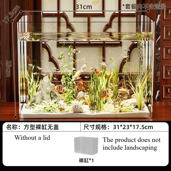 PET+ABS Fish Tank New Transparent with Lid Aquarium Drop Resistant Hydroponic Tank Turtle Tank Home  Lazy Fish Tank - Image 9