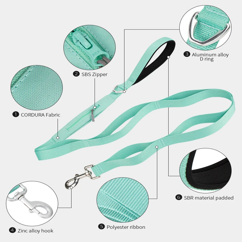 SMALL COMBINATION Lightweight Dog Leash for Small, Medium, Large Double Handle Dog Leash Puppy Pocket Designer running Pet Leash - Image 2