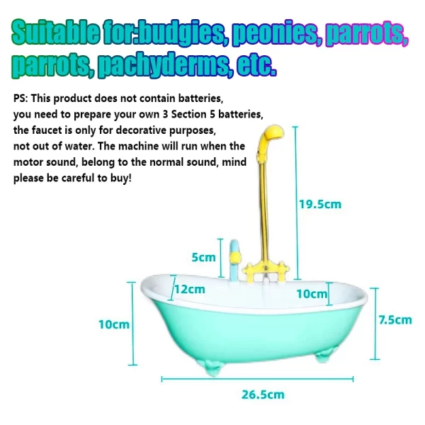 Parrot Automatic IntelligentBath Bird Shower Bathtub Blue AccessoriesHousehold Plastic parakeet supplies Accessory Bird Cage - Image 3