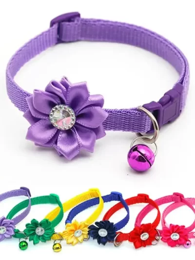 Small Cat Dog Collar Flower Bell Pet Neck Strap Adjustable Easy Wear Buckle Lovely Cat Necklace Cat Accessories Wholesale