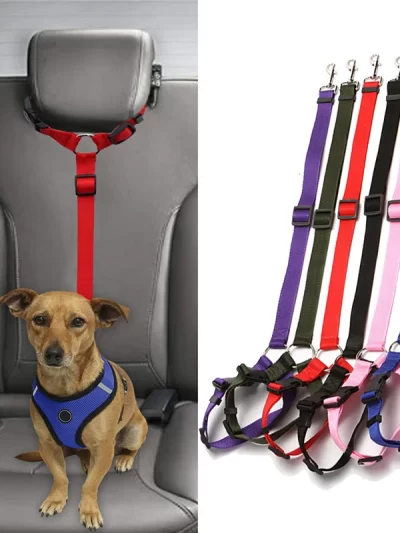 Nylon Safety Belt for Dogs Solid Color Pet Car Seat Belt Two-in-one Leash Adjustable Dog Harness Collar Products Pet Accessories