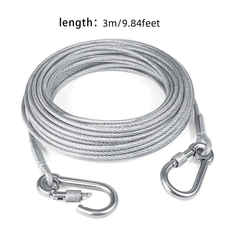 Steel Wire Dog Leashes With Two Head Dogs Anti-Bite Tie Out Cable For Big Pets Outdoor Double Steel Wire Rope Lead - Image 9