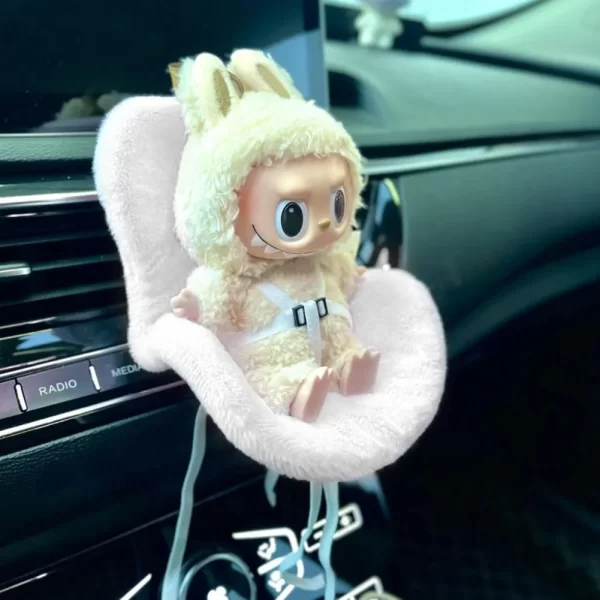 Plush Safety Seat For Labubu Sitting Party Series Dolls Seat with Clip Car Air Outlet Decoration Birthday Gifts Doll Accessories - Image 2